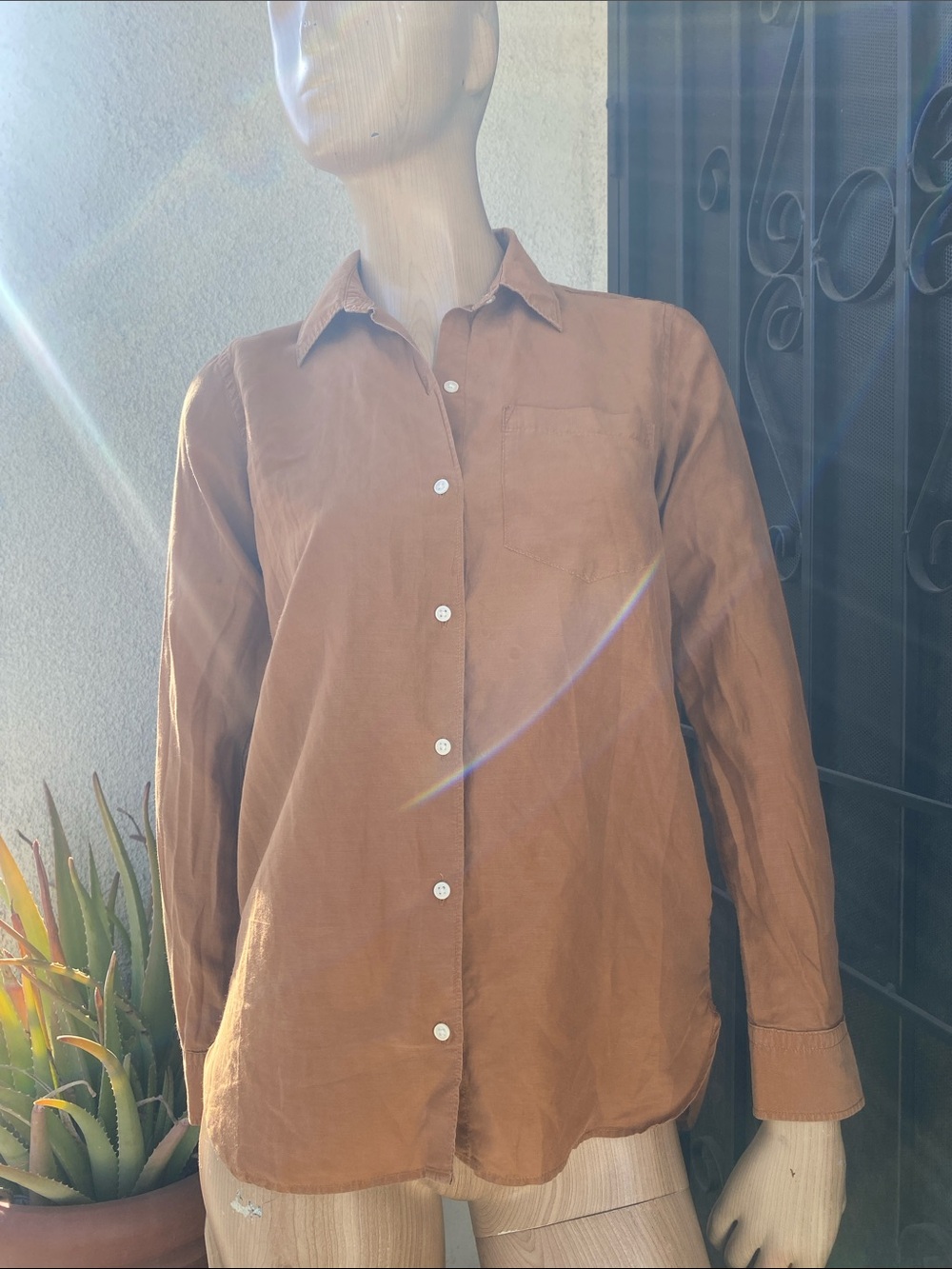 GAP womans Button-Down Shirt in Rust Brown